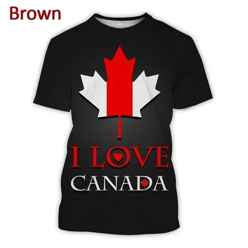 3d Print I Love Canada Graphic Tshirt For Men Casual Short-sleeved Personalized Hip-hop Tee Tops Men Women Canadian Flag Tshirts