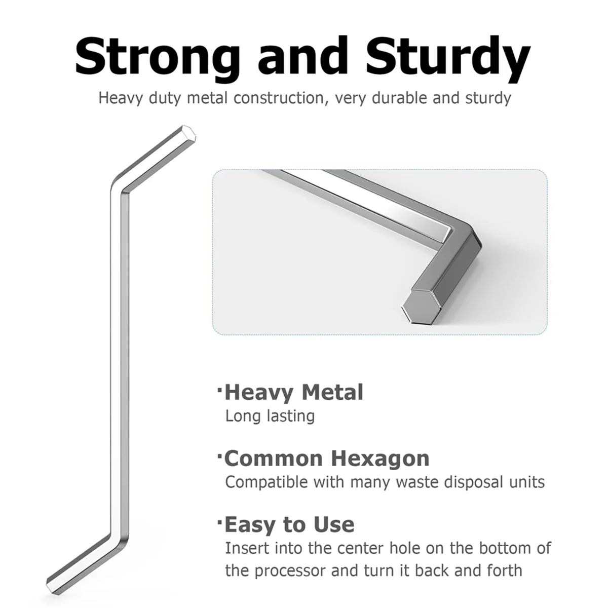 N37R_6N Outil de clé hexagonale pour élimination des déchets compatible pour InSinkErator Silver