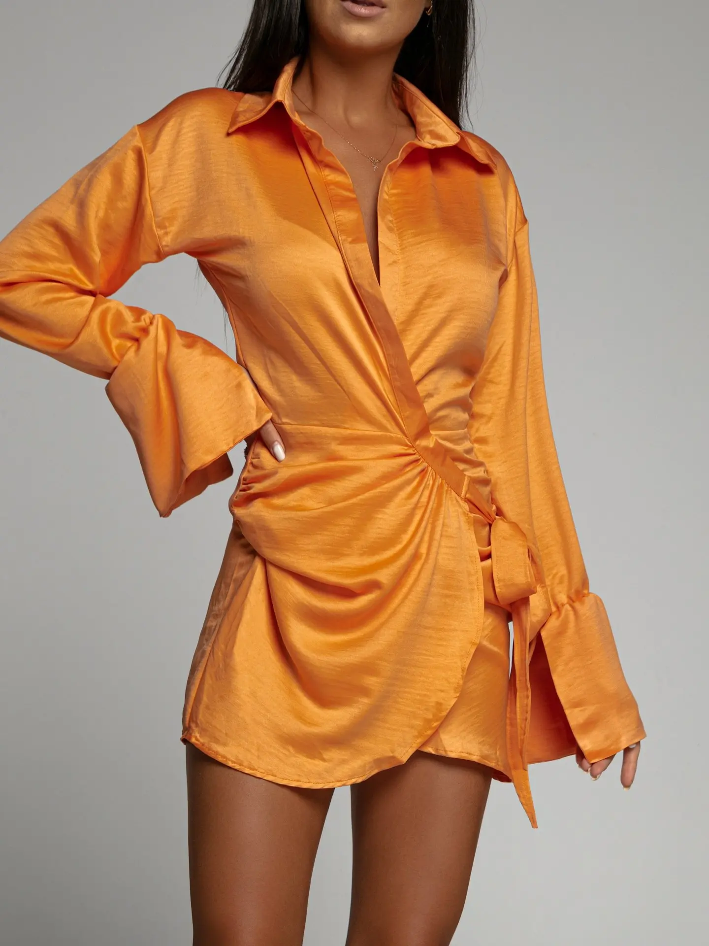 Long Sleeve Lace Elegant Skinny Office Lady Mini Dress For Women Sexy Deep V-neck Black Package Hip Bodycon Dresses Casual Robe