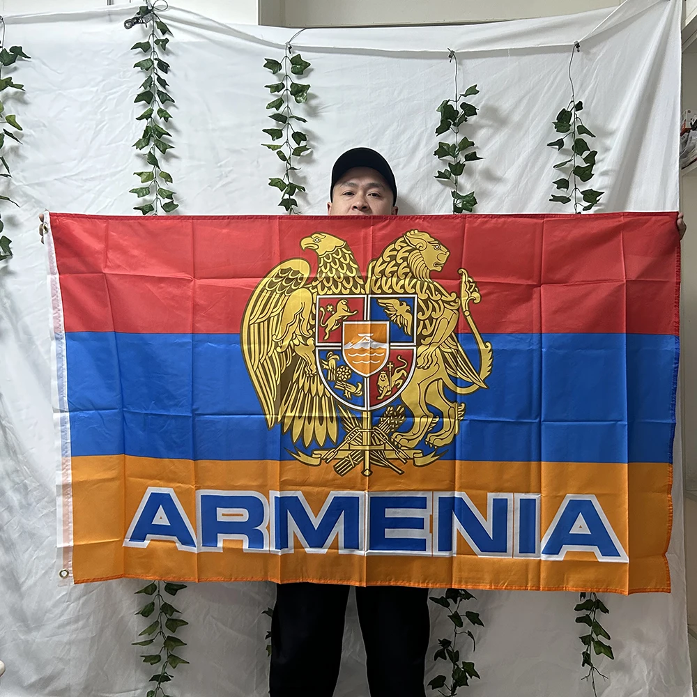 Armenia Emblem flag 90x150cm polyester hanging Armenia National Emblem flag / Armenian Flag for home decoration