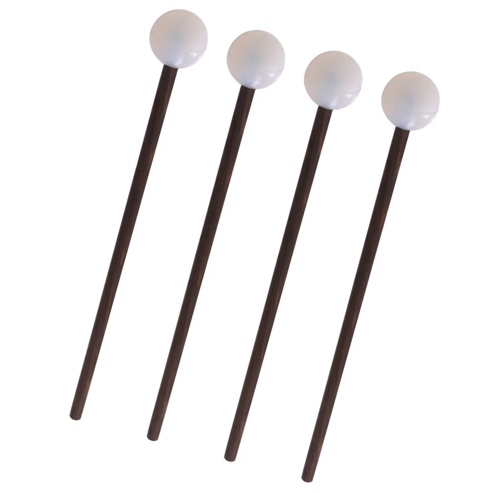 

2 Pairs Tongue Drum Mallets Ethereal Drum Rubber Wooden Handle White Black Marimba Percussion Drumsticks Performance Sticks