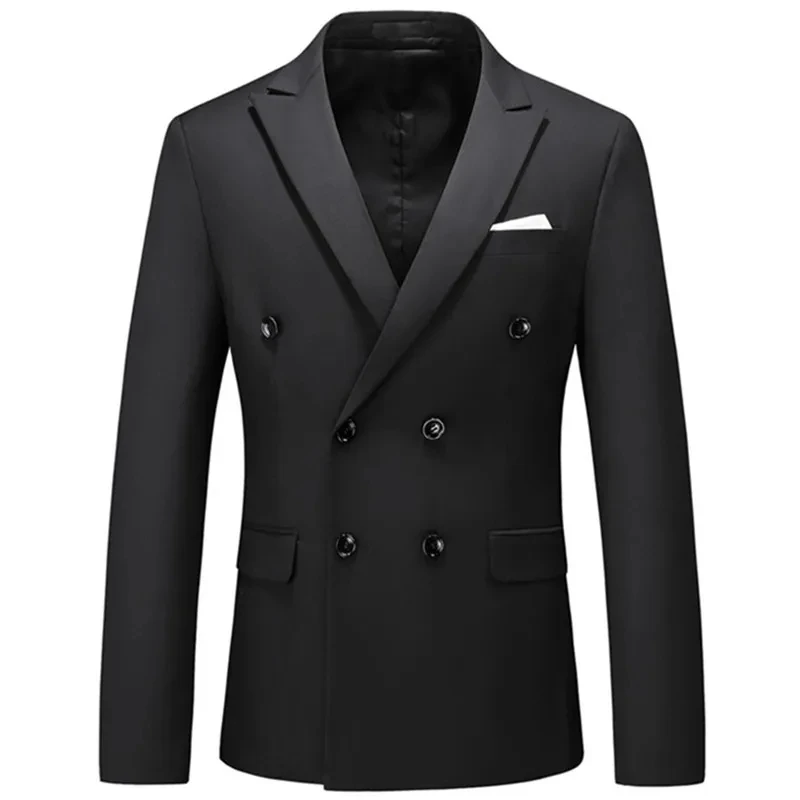 Casaco monocromático de trespassado duplo masculino, blazers boutique de negócios, casaco casual, nova moda, 2023