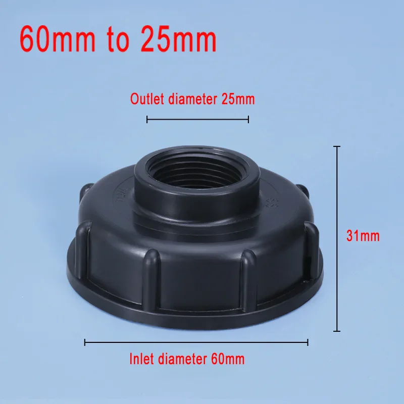 Durable Black Ibc Tank Fittings S60X6 Coarse Threaded Cap 60mm Female Thread To 1/2