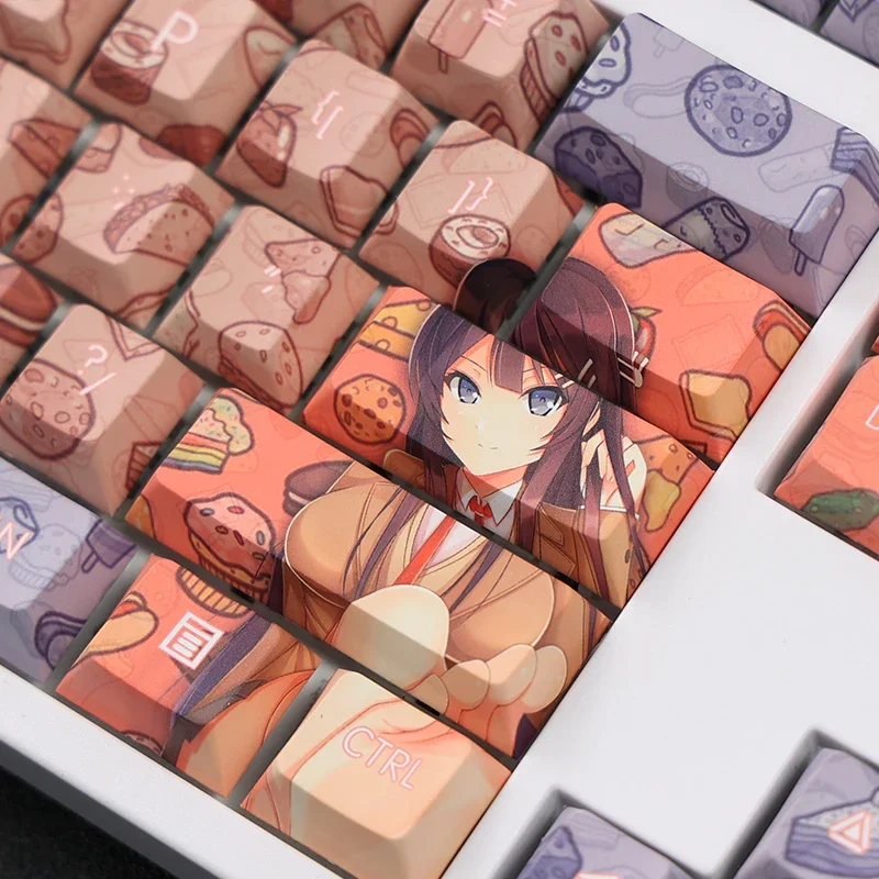 Sakurajima Mai 108 Key Caps PBT 5-side DYE Sublimation Cherry MX Cross Axis Switch Anime Keycap Mechanical Keyboard Gaming Gift