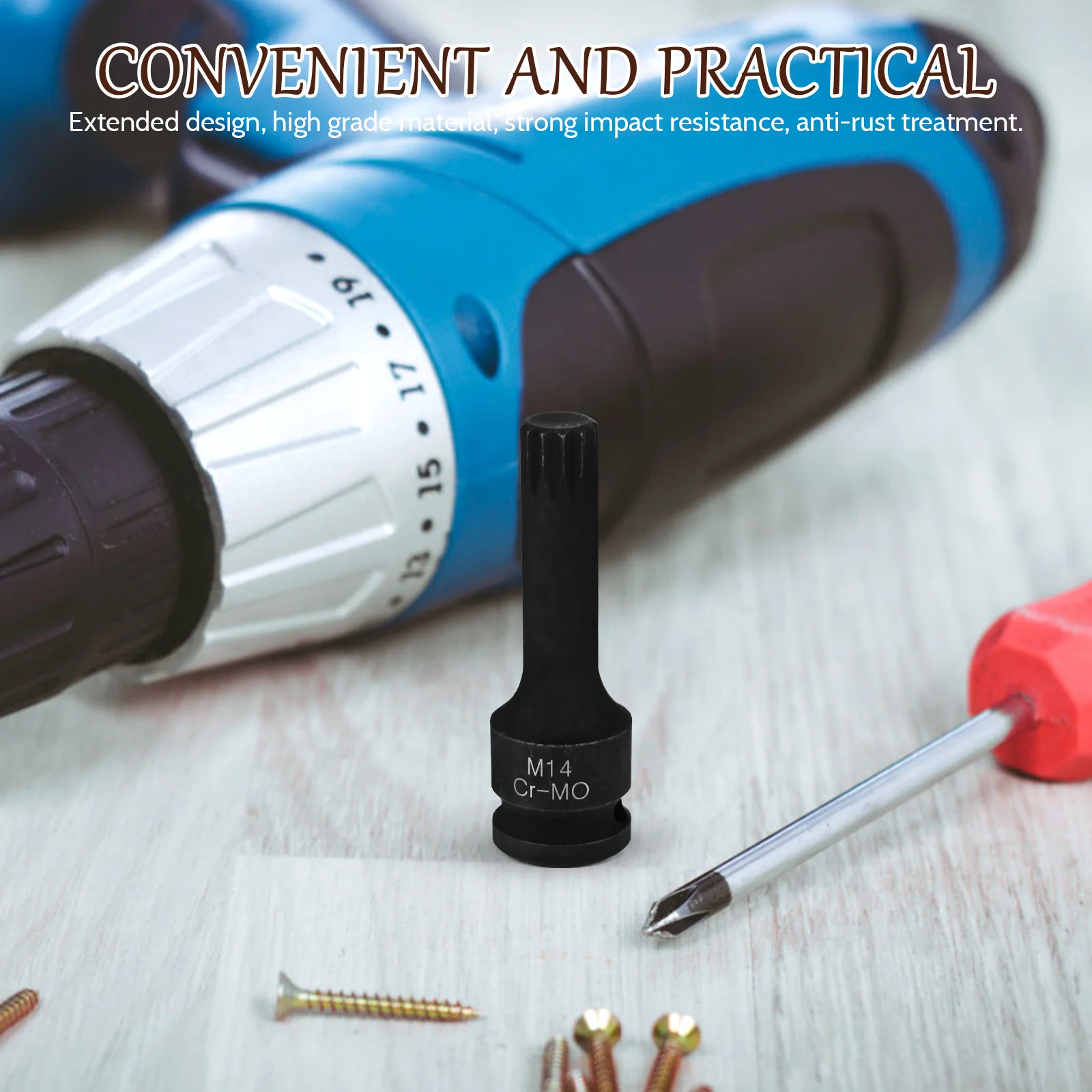 

Impact Drill Sleeve 1/2 Inch Driver Bit Chrome-molybdenum Steel Socket Wrench Tool Nut Bits High Torque Pneumatic Compatible