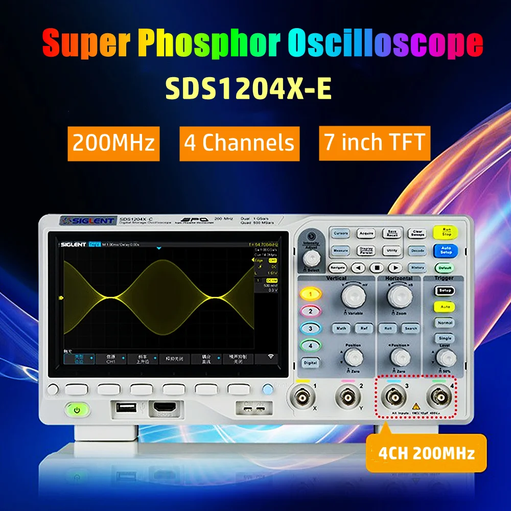 

SDS1204X-E 200MHz Super Phosphor Oscilloscope SDS1104X-E 100MHz SDS1202X-E SDS1102X-E SDS1074X-E SDS1072X-E 2CH 4CH Oscilloscope