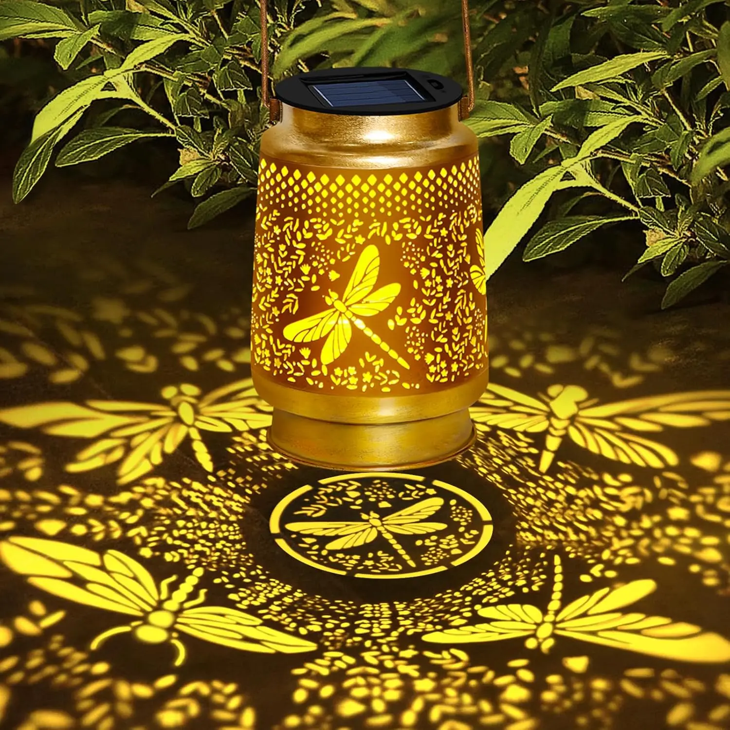2 confezioni di lanterne solari a forma di libellula impermeabili per esterni con gancio, luci sospese per decorazioni da giardino per il regalo di Natale del patio del cortile