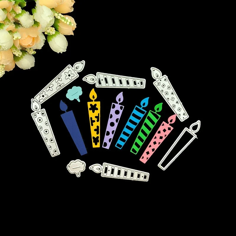 Birthday Candle Label Metal Cutting Dies Scrapbooking Stamps Craft Embossing Die Stencil Template