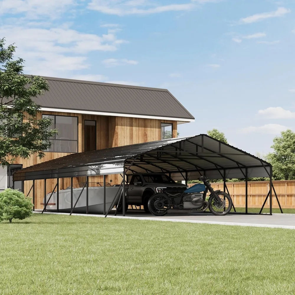 

20ft X 40ft X 8.5ft Heavy-duty Metal Carport with Galvanized Steel Roof, Outdoor Steel Structure Carport Kit with Metal Roof