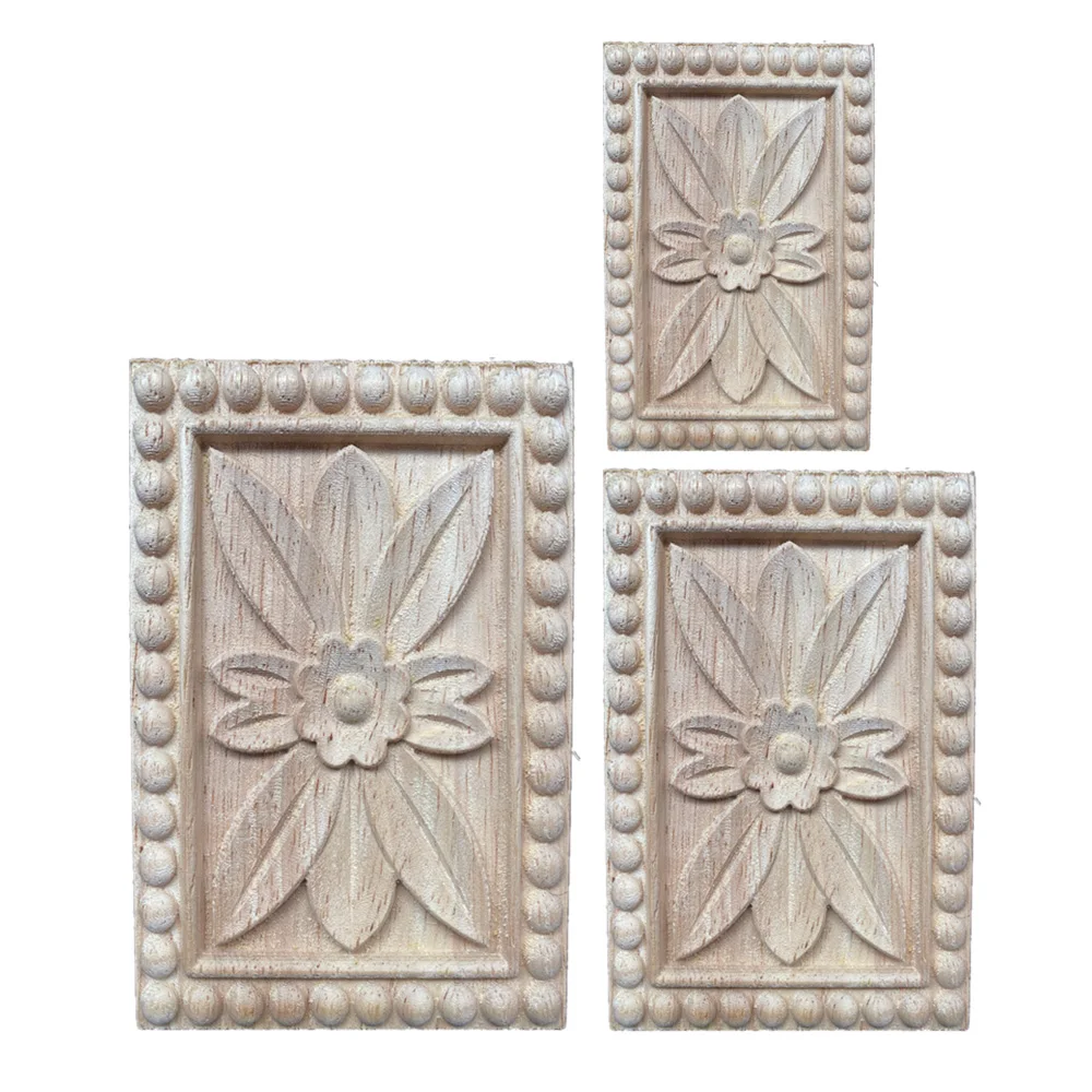 1PC 8-12cm Vintage Carved Decal Corner Wood Applique Frame Home Furniture Wall Cabinet Door Decorative Wooden Miniature Craft