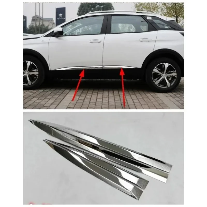 Top qualité pour Peugeot 3008/4008 2016 2017 2018 détecteur de voiture en acier inoxydable porte latérale corps garniture bâtons bandes moulage 4 pièces