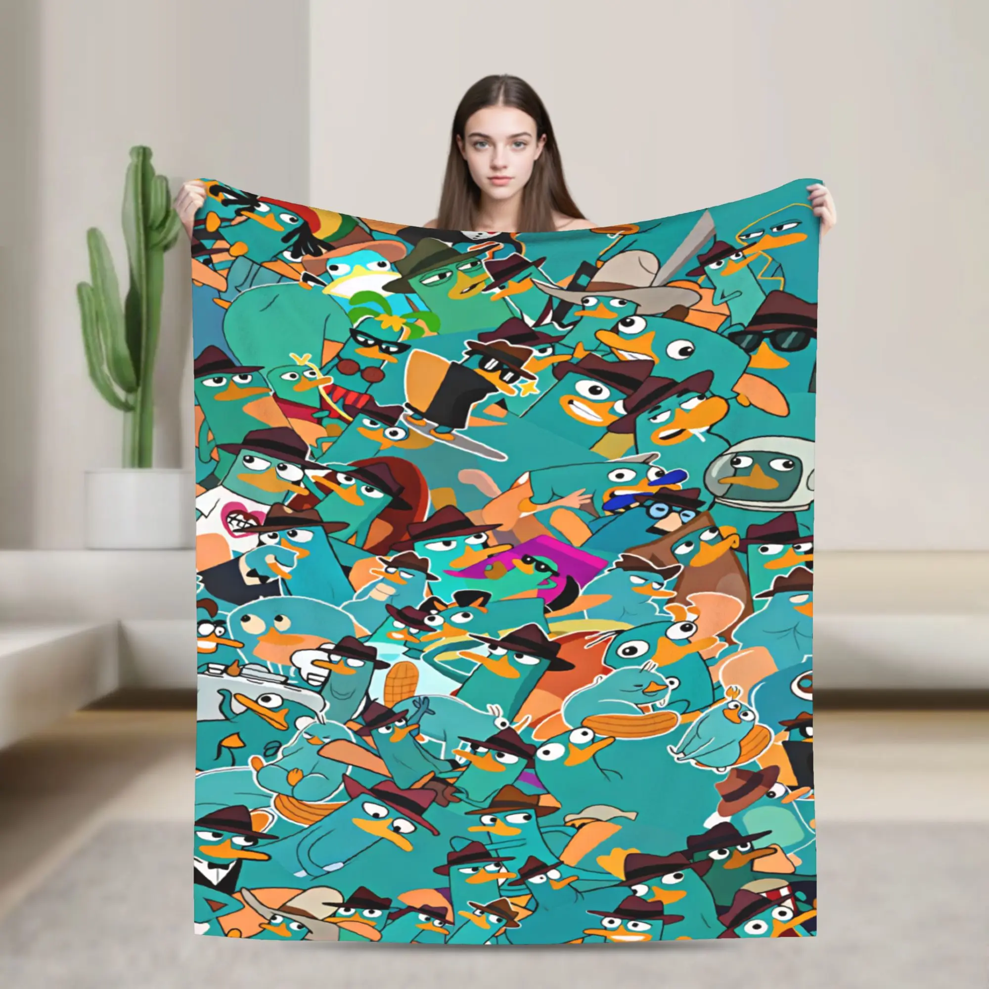 Perrys The Platypused Plush Blanket Children  Flannel Throw Blanket For Outdoor Warm Soft Customized Quality Bedspread Gift
