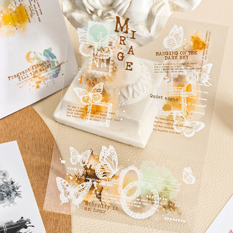 6Style 18Pcs/bag Watercolor Book Series Sticker Book Creative Material Decoration DIY Scrapbook Scrapbook Photo Frame Glasses