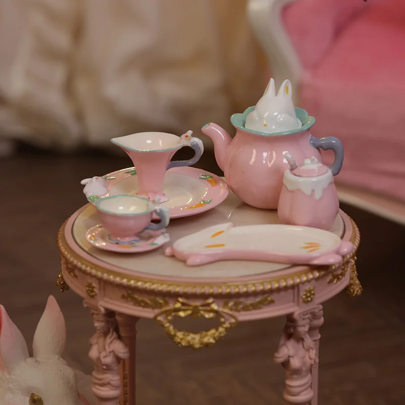 1/6 1/12 Doll House Model Furniture Accessories Rabbit Tea Set Tableware Set Bjd Ob11 Gsc Blyth Soldier Lol Dollhouse Miniatures