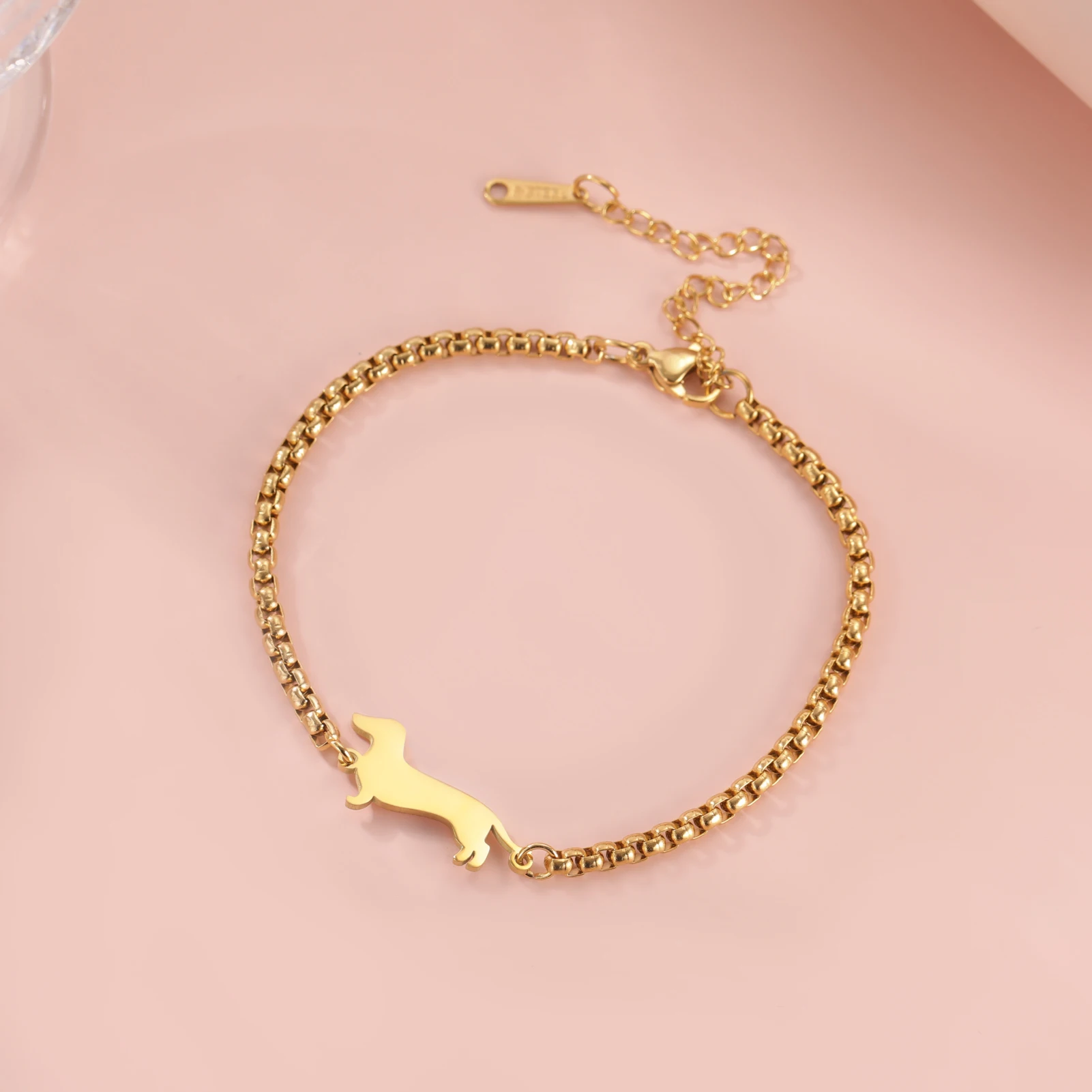 Cute Dachshund Dog Stainless Steel Bracelet