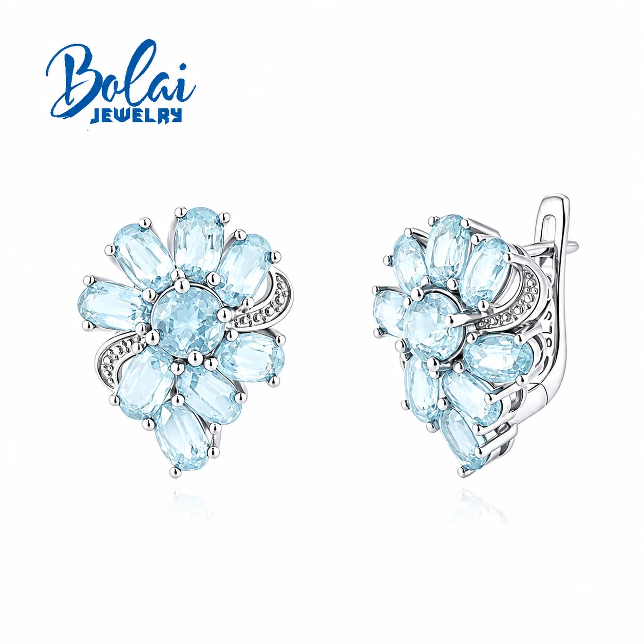 Elegant 925 Sterling Silver Natural Sky Blue Topaz Earring real gemstones fine jewelry for mom's Festive and birthdays gift