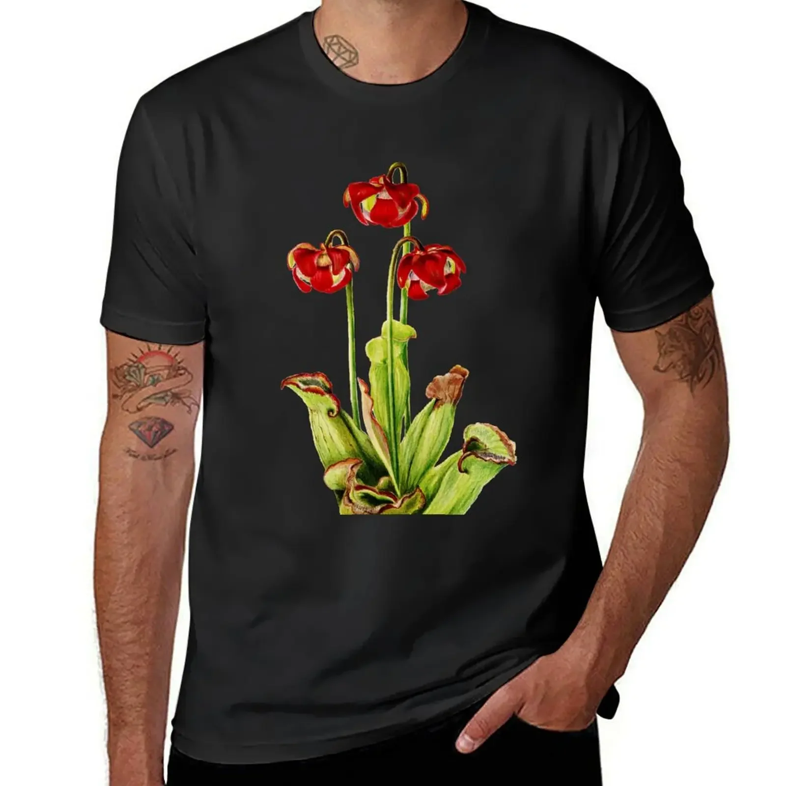 Purple Pitcherplant - Sarracenia Purpurea- Walcott - Botanical Illustration T-Shirt boys whites custom t shirt men clothes