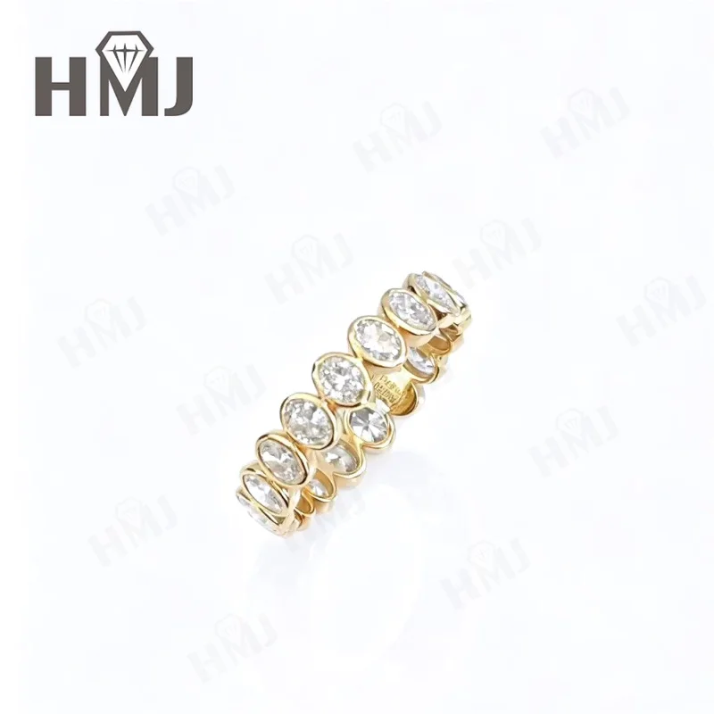 Diamantring DEF VS-VVS Ovaler Schliff Massiv 10K 14K 18K Gelbgold Hochzeit Antrag Versprechen Party Geschenk für Damen Charms Täglicher Gebrauch – Detail 3