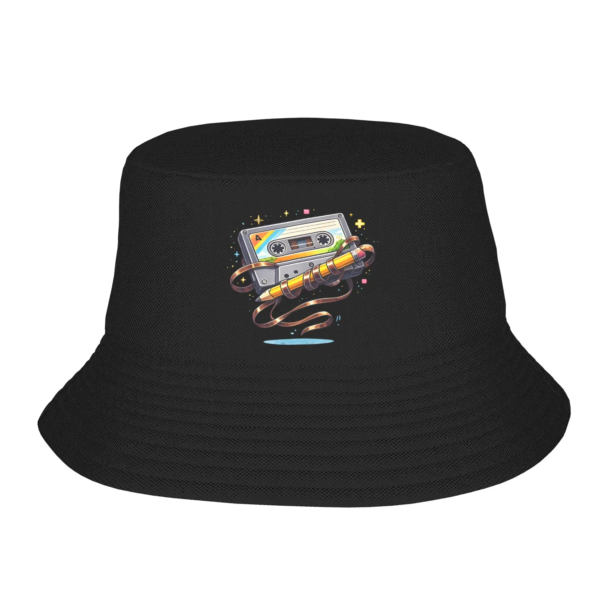 Kawaii Cassette Tape & Pen Bucket Hat For Women Men Lightweight  Bob Hat Beach Vacation Getaway Headwear