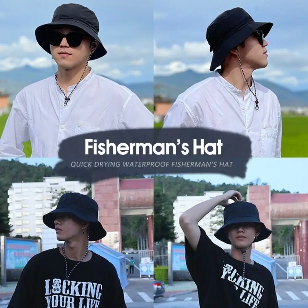 Summer Waterproof Bucket Hat Storage Bag Portable Fishing Cap Sun Protection Quick-drying Sun Hat Mountaineering
