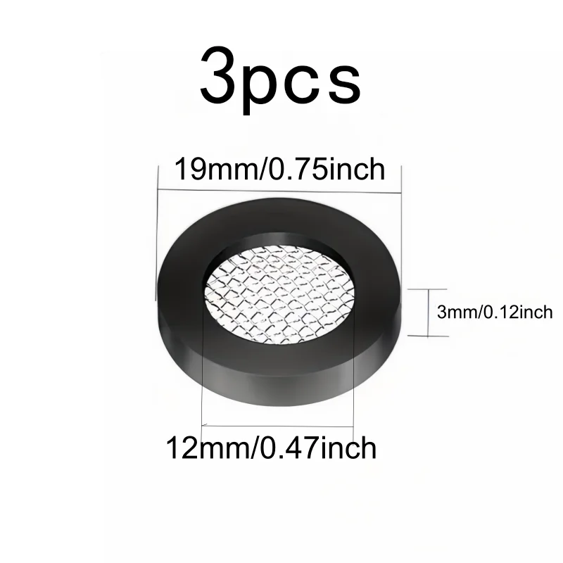 3Pcs 19mm Shower Head Gaskets with Filter Mesh, Rubber Washers, Anti-Leak & Anti-Clog, for Shower, Faucet & Hose Connection