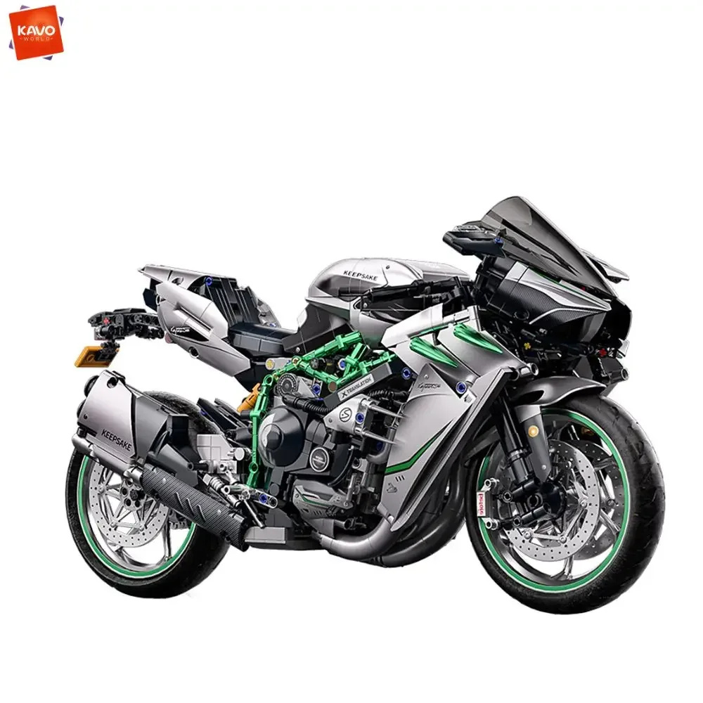 KAVOWORLD 1:5 Schaal Racing Superbike Bouwstenen Speelgoed 2248 Stuks DIY Motorfiets Bouwblokken Ouder-kind Montage Hobby voor Tieners