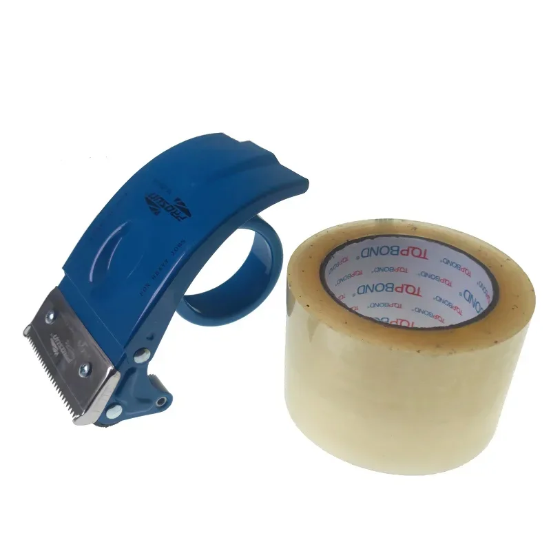 76mm Large Packaging Tape Dispenser 3" Metal Handheld Tape Cutter 3 Inch Packing Sealing Dispenser Cutter, Random Color