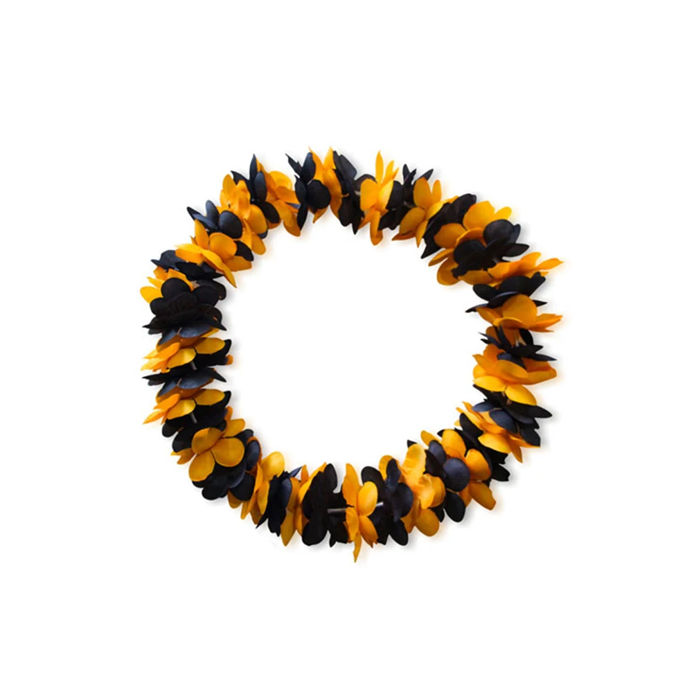 

Wreath Four Piece Set Hawaiian Garland Necklace for s Headbands Women Flower Headpiece Party Decorations Anklet Black