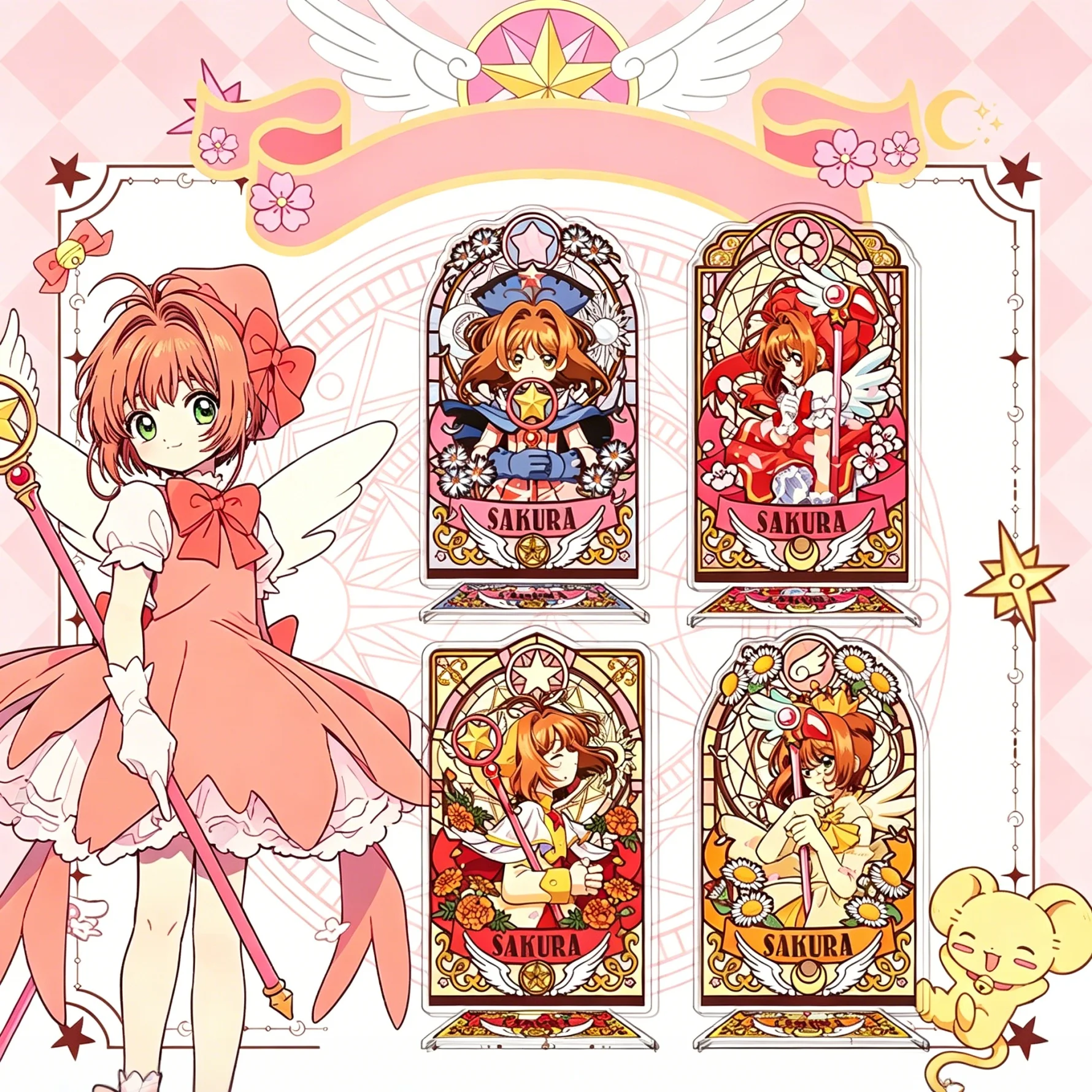 16Cm Japanese Cartoon Card Captor Kinomoto Sakura Acrylic Laminated Anime Standing Card Desktop Decoration Collecting Toys Gift