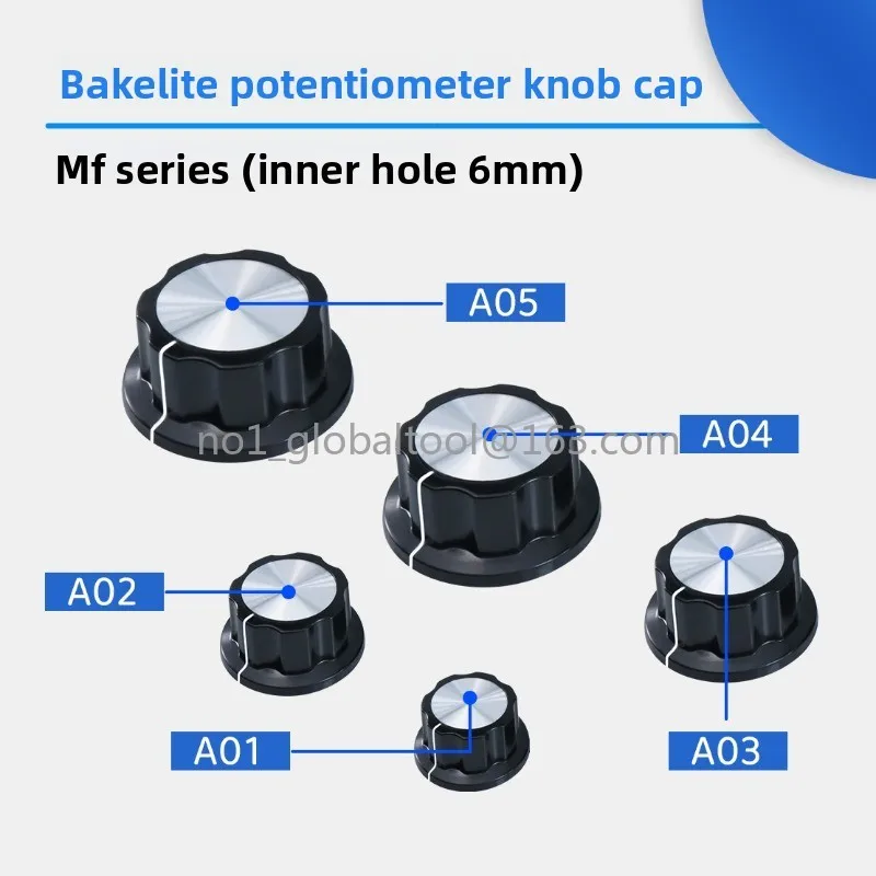10Pcs/lot Potentiometer Bakelite Knob Copper Core Inner Hole 6mm 01/02/03K18- 1/2/3 Gear Switch Cap KN-6/7