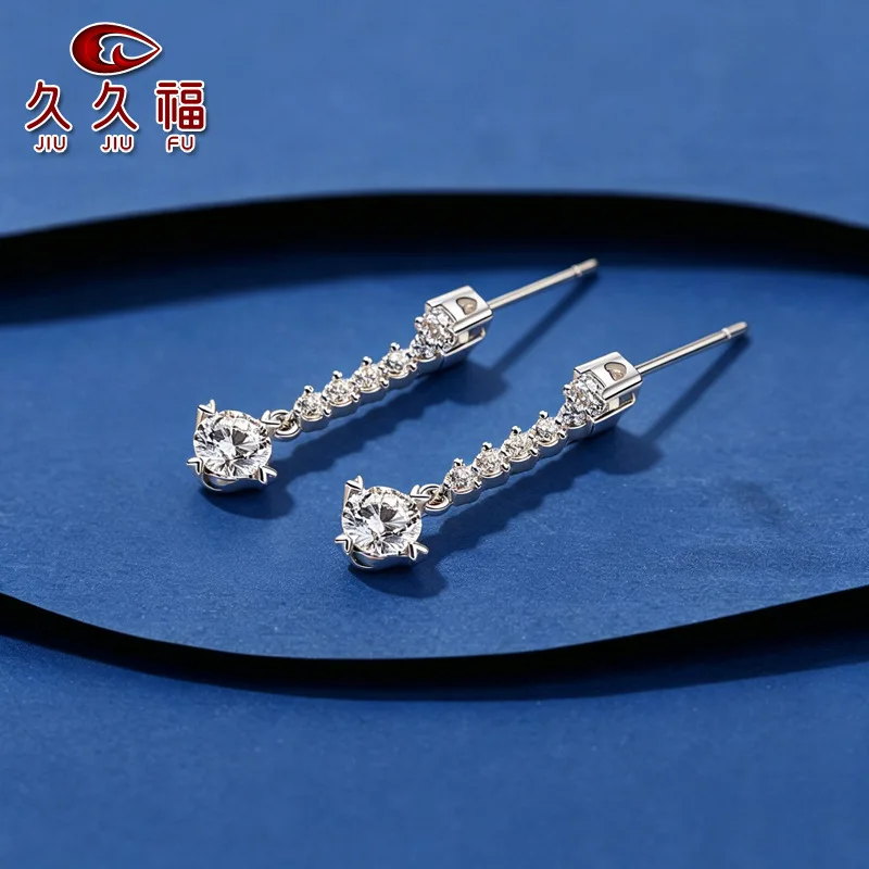 PT950 Platinum Fashion Long Heart Stud Earrings for Women, 0.5Carat Moissanite Durable High-quality Ear Accessory For Daily Wear