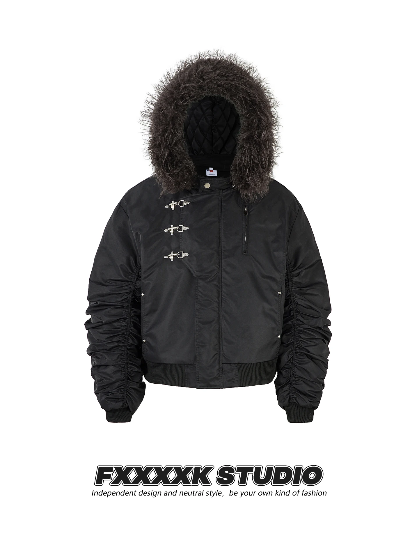 

Куртка-пальто FXK Thiened из хлопка с капюшоном и съемным меховым воротником, повседневная верхняя одежда в стиле High Street, однотонная синяя, для подростков