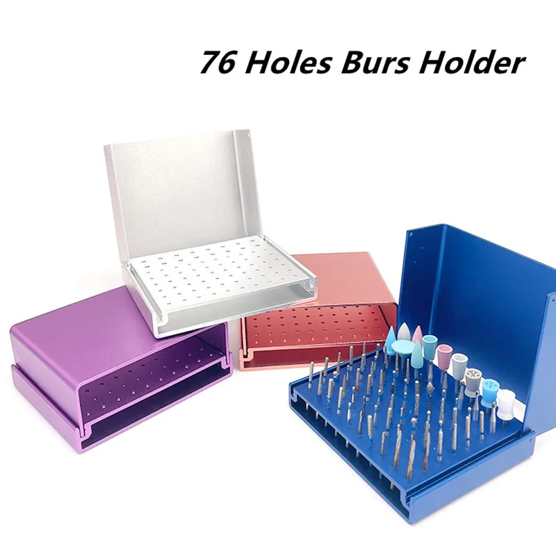 

Dental 76 Holes Burs Holder Block Cleaning Stand Autoclavable Disinfection Case High/Low Speed Burs Box Dentist Oral Care Tools