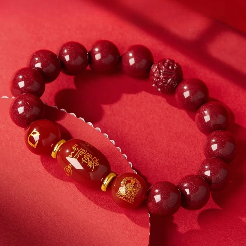 

Genuine Cinnabar Bracelet 2026 Year of the Horse Tai Sui Protection Zodiac Year Unisex Patron Buddha Amulet