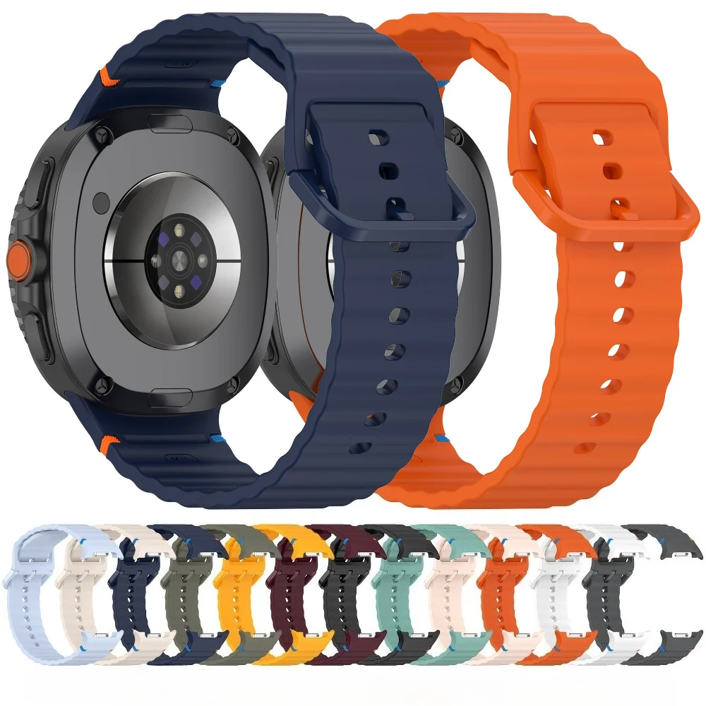 Luxury Wave Soft Silicone SmartWatch Band for Samsung Galaxy Watch 9 8 Classic 40mm 44mm Sport Replacement Rubber Bracelet Strap