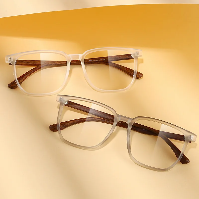 Wood Pattern Retro Anti Blue Light Glasses for Men Optical TR90 Male Square Glasses Frame Women Clear Lens Gift Frames F75233