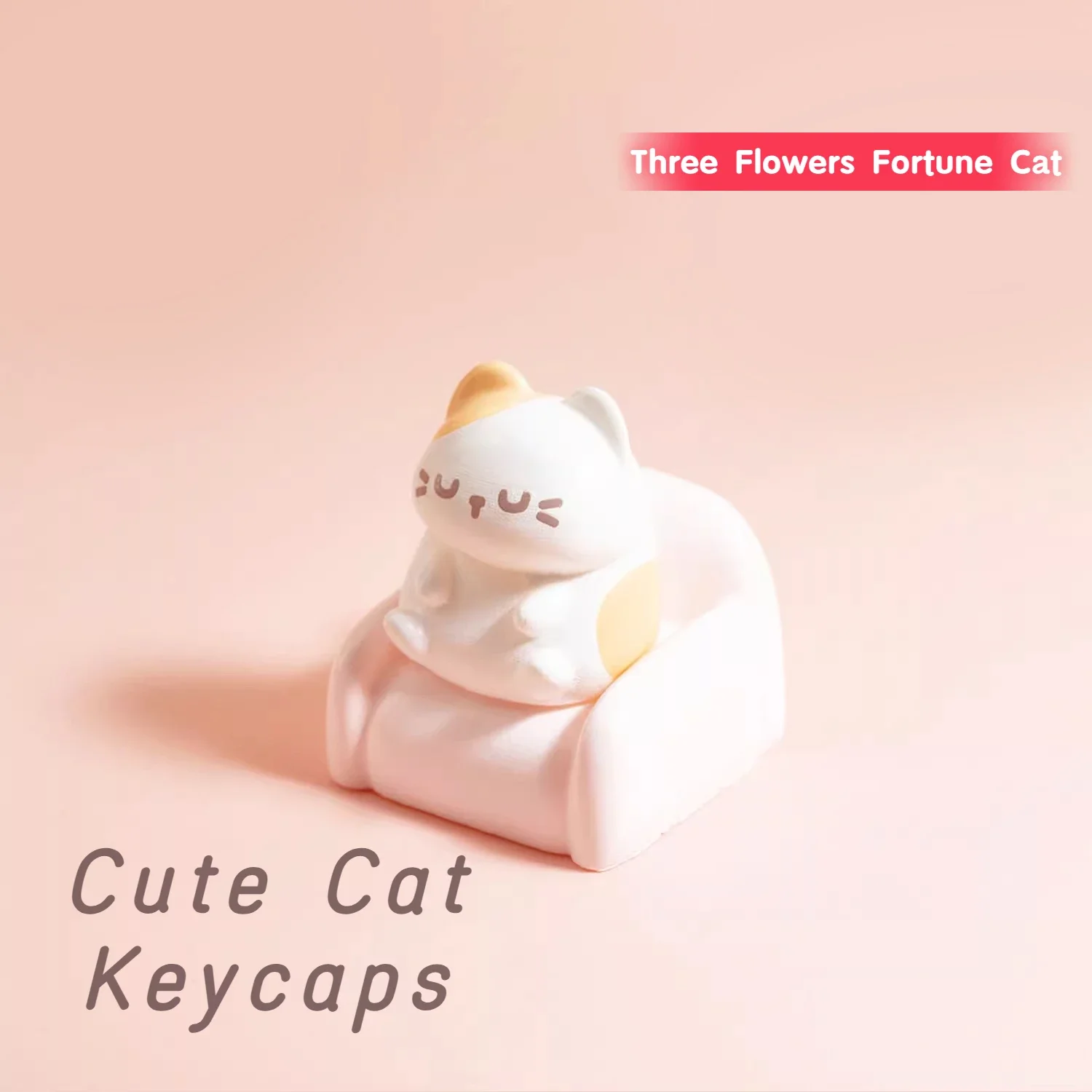 

Cute Cat Keycap Cross Axis Mechanical Keyboard Keycap Decoration 3D Three-dimensional Resin Three Flowers Fortune Cat ESC Keys