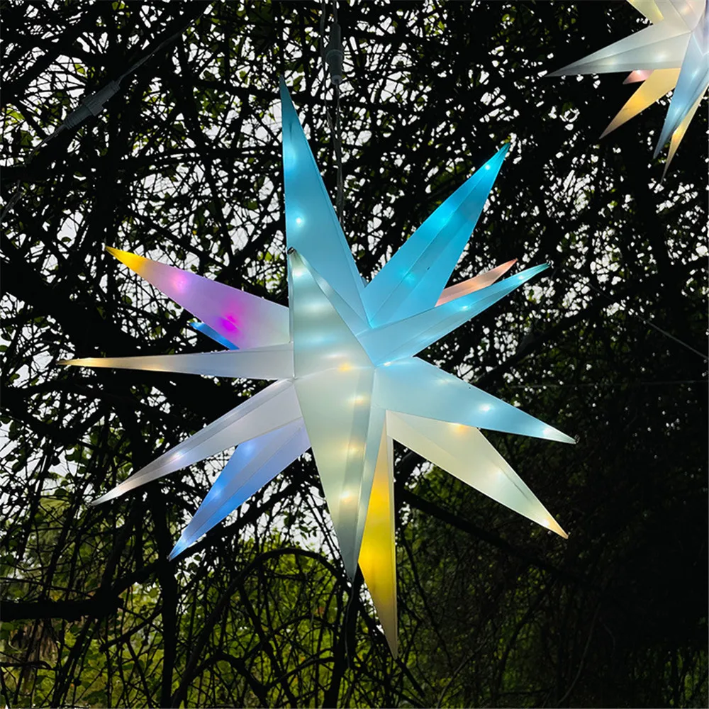 Smart Bluetooth Outdoor Christmas Decoration 50CM USB Powered RGB DIY APP Remote Control Hanging Moravian Star Light