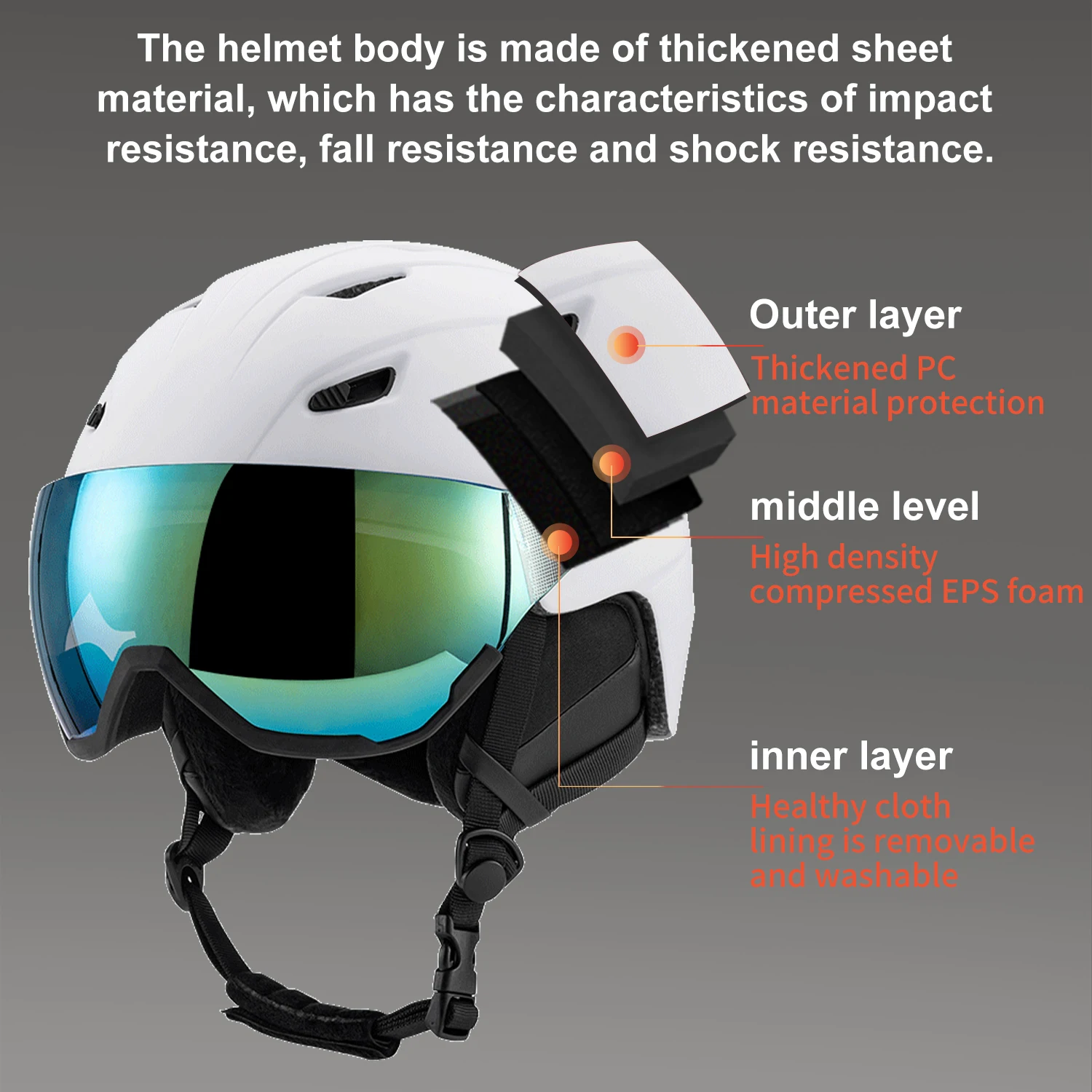 หมวกกันน็อคสกีฤดูหนาว SEEKER, - Ski Helmet With Integrated Visor บทวิจารณ์และราคา