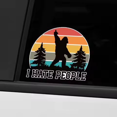 Funny Car Stickers Sasquatch Bigfoot I Hate People Decals Decor Auto Styling For Car Window Truck Campervan RV Caravan Universal