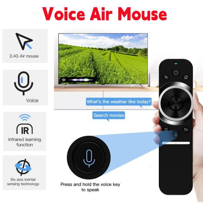 W1S Air Mouse 2.4G Wireless Voice Remote Control IR Learning Gyroscope For Android Window Linux OS For TV BOX PC Laptop