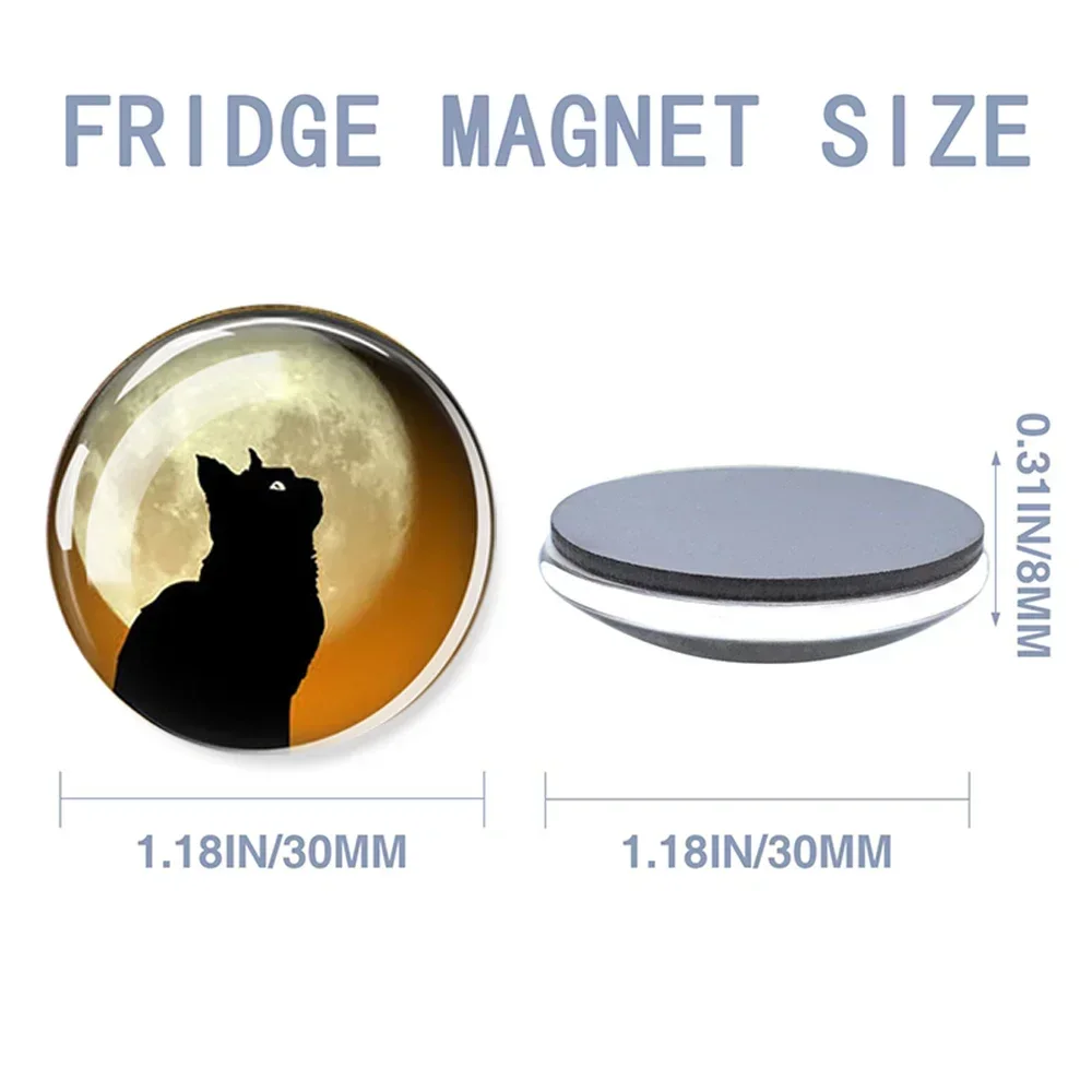 Black Cat Fridge Magnets Cats Refrigerator Magnets Decorative Cute Cats Magnets for Whiteboard Locker Cat Under The Moon Magnets