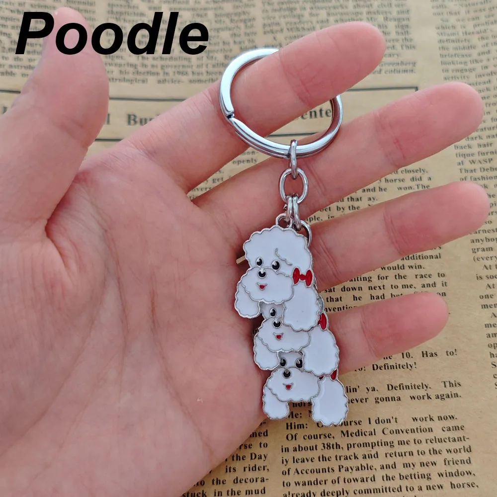 Cute Papillon Dog Keychain Dalmatian Key Ring Boston Terrier Lover Funny Gift