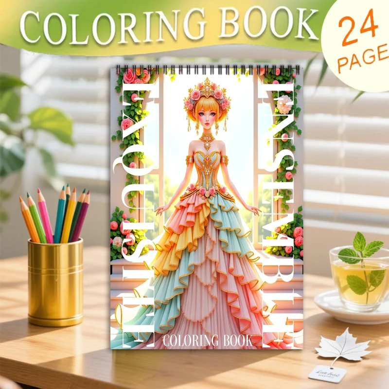 Cross-border new arrival hot selling a4 elegant clothing coloring book spiral coil coloring book adult doodle coloring book