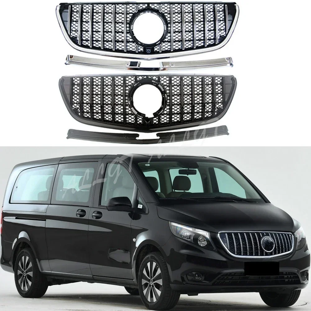 Car Front Racing Billet Bumper Grilles Upper Facelift Grill For Mercedez-Benz W447 Metris/Vito 2020 2021 GT