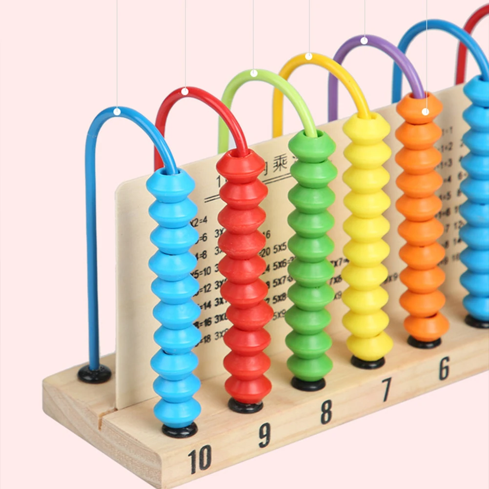 Holz-Abakus für Kinder, Mathe-Spielzeug, 5 Stäbe, 10 Perlen, Rechenwerkzeug für Kinder, Lernspielzeug, Zählen von Perlen, Arithmetik, Lernen