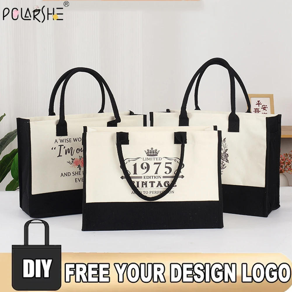 

Customized Canvas Tote Bag Handheld Gift Sail Bag Large Capacity Shopping Bag Wear Resistant Recycle Handbag For Shopping, Daily