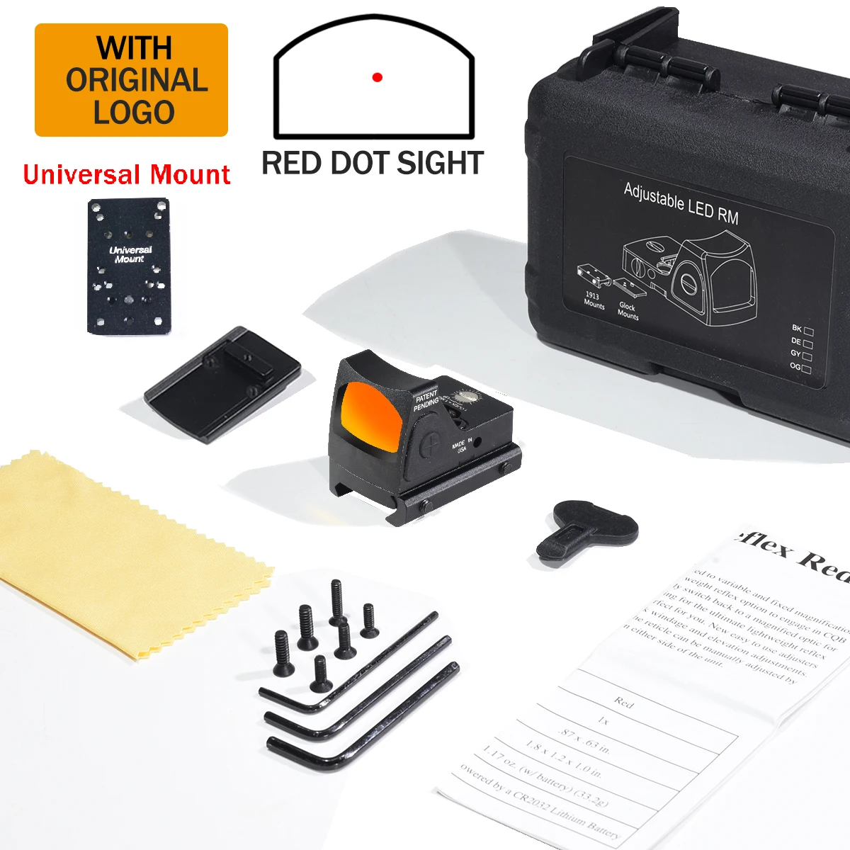 Hot Sale Tactische RM Red Dot Sight Optische Reflex Sight Airsoft Holografische Schietkijker met Gl*ck Montagebasis