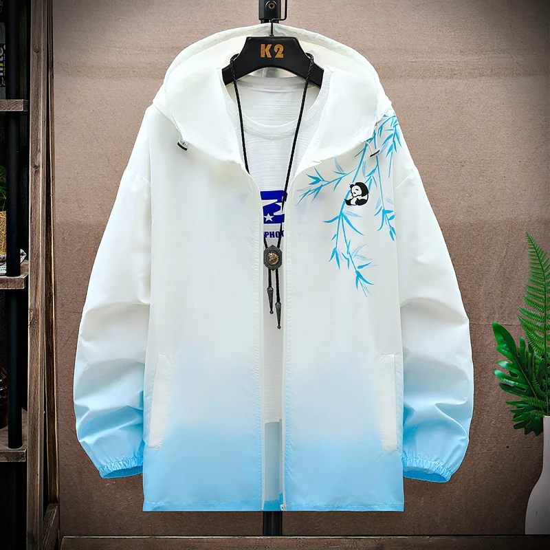 

Summer Ultra-Thin Ice Silk Men's Fiing Outdoor Breathable Skin Clothes Sun Protection Faionable Ci Sle Long Sve Zi...
