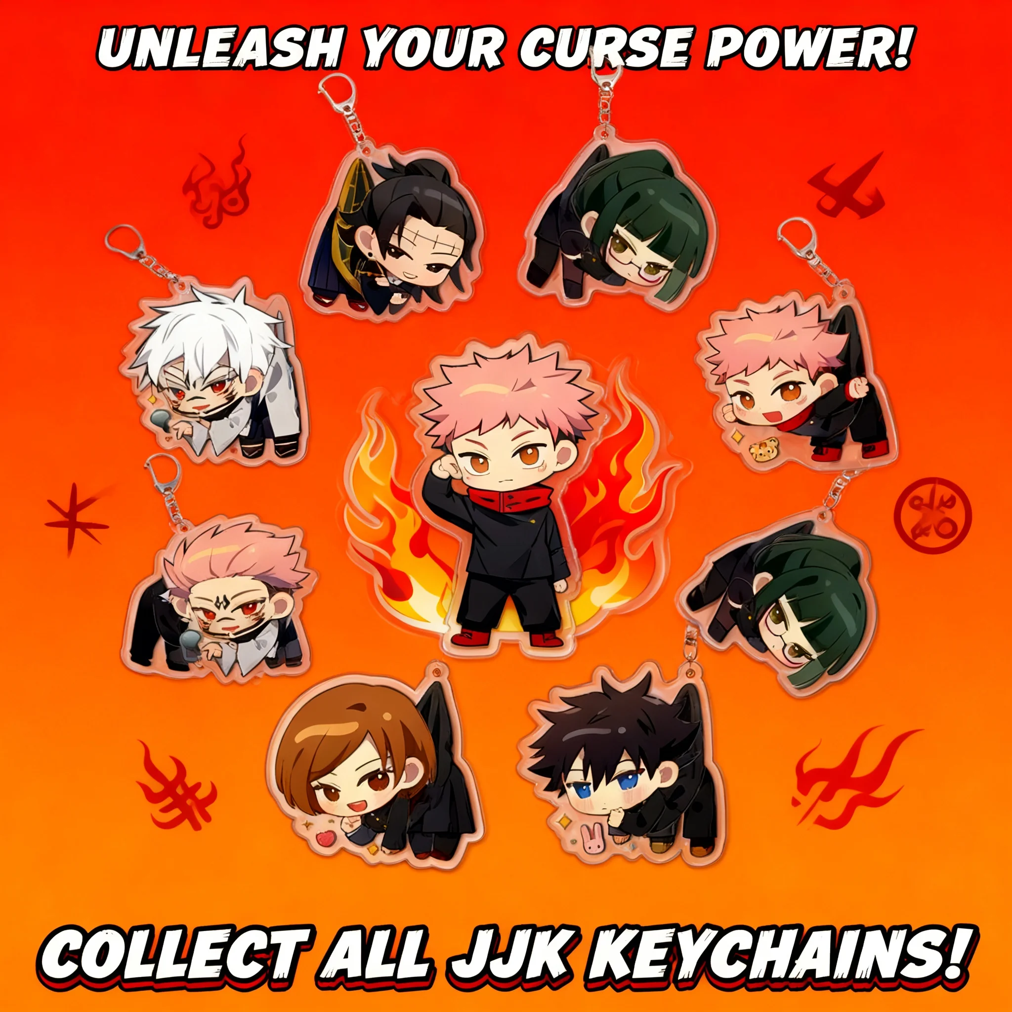 

Anime Jujutsu Kaisen Acrylic Keychain Set Featuring Yuji Itadori Megumi Fushiguro Nobara Kugisaki Cute Cartoon Character